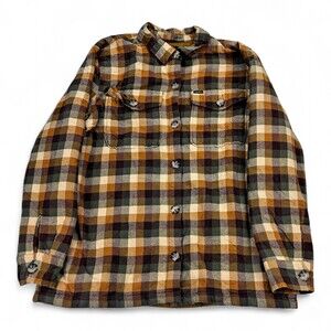 Volcom Men's Plaid Flannel Shacket Jacket Medium Brown/Olive